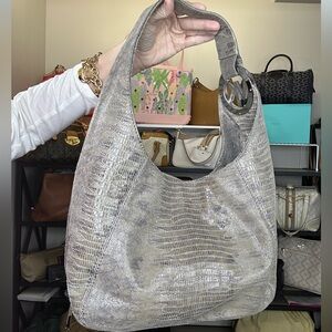 Michael Michael Kors Metallic Snakeskin Hobo Shoulder Bag